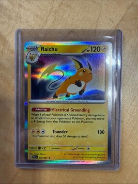 Pokemon Raichu Holographic Yellow Black Card